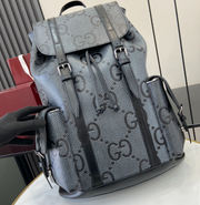 Gucci GG Black Monogram Backpack – Double G Logo & Leather Trim