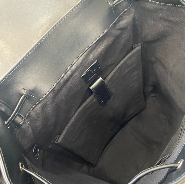 Gucci GG Black Monogram Backpack – Double G Logo & Leather Trim