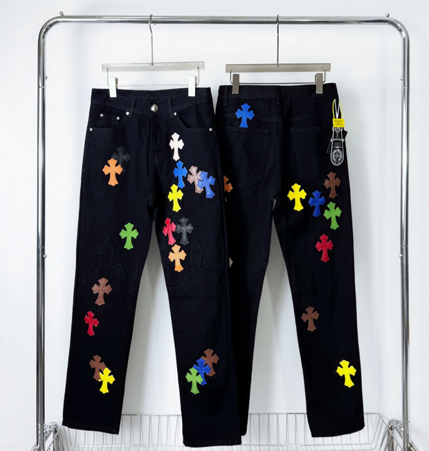 Chrome Hearts Multicolor Cross Patch Denim