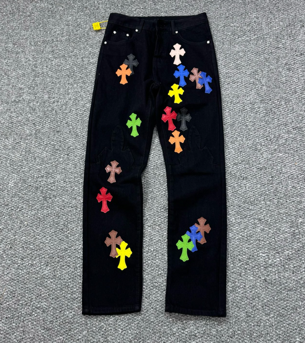 Chrome Hearts Multicolor Cross Patch Denim