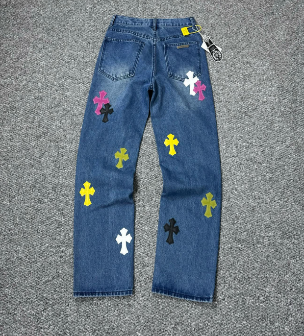 Chrome Hearts Multicolor Cross Patch Denim