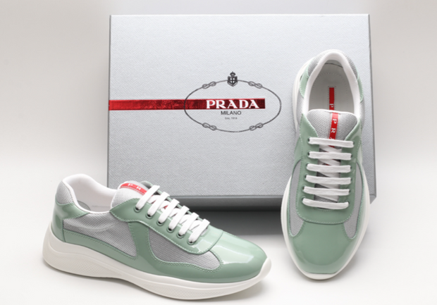 Prada Mesh & Patent Leather Sneaker – Luxury Low-Top Trainer