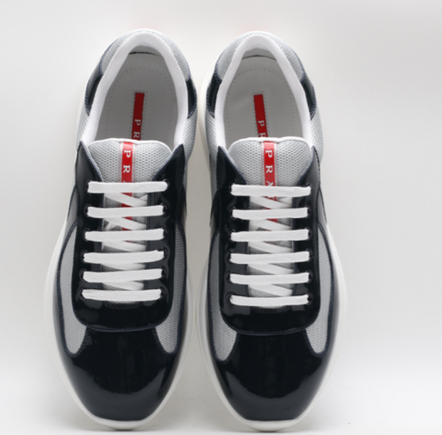 Prada Mesh & Patent Leather Sneaker – Luxury Low-Top Trainer