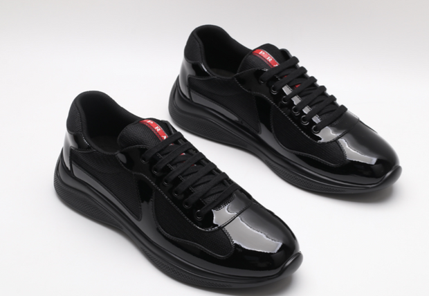 Prada Mesh & Patent Leather Sneaker – Luxury Low-Top Trainer