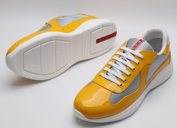 Prada Mesh & Patent Leather Sneaker – Luxury Low-Top Trainer
