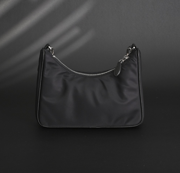 Prada Re-Edition 2005 Nylon Shoulder Bag – Black with Silver Chain