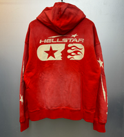 Hellstar Studios Red Flame Logo Zip-Up Hoodie