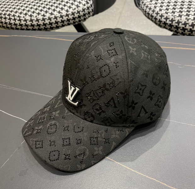 Louis Vuitton Monogram Rhinestone Baseball Cap – Black
