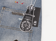 Distressed Cross Patch Denim Shorts