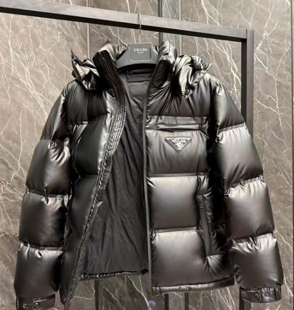 Prada Re-Nylon Glossy Black Puffer Jacket