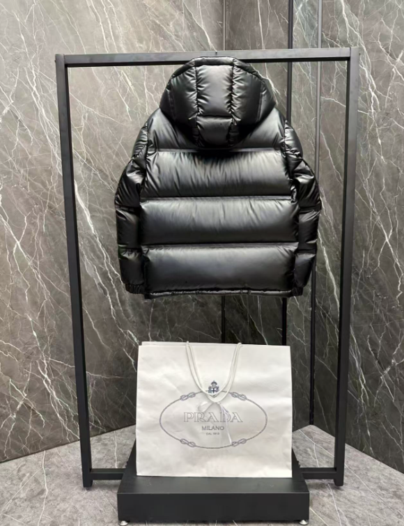 Prada Re-Nylon Glossy Black Puffer Jacket