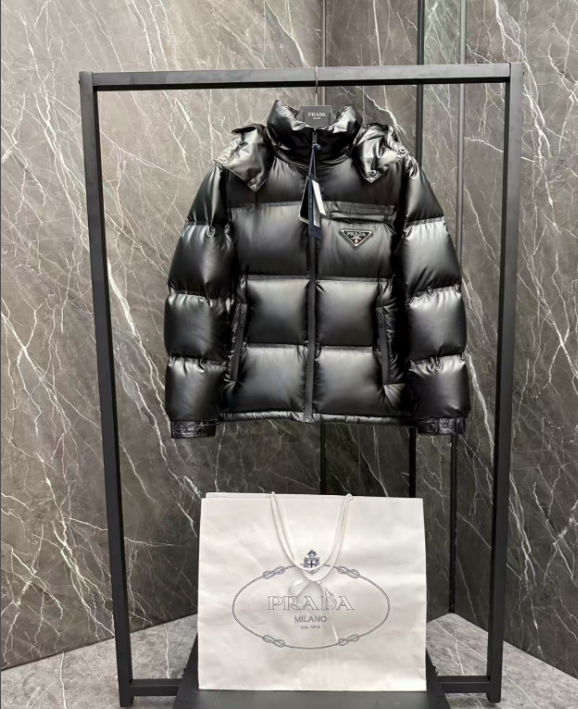 Prada Re-Nylon Glossy Black Puffer Jacket