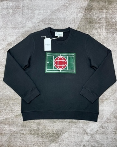 Casablanca Tennis Court Logo Black Sweatshirt