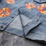 Flame Burst Graphic Denim Jacket