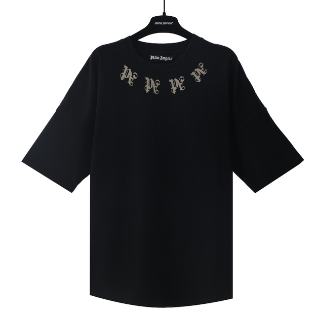 Palm Angels Gothic Logo Black Oversized T-Shirt