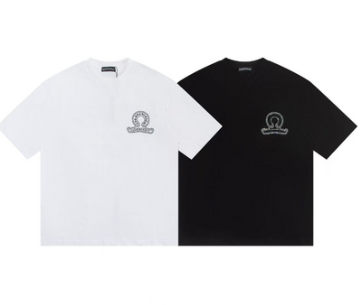 Chrome Hearts Horseshoe Tee – Black/White with Rhinestone Detailing