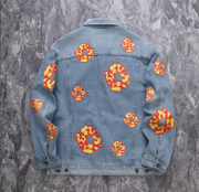 Flame Burst Graphic Denim Jacket
