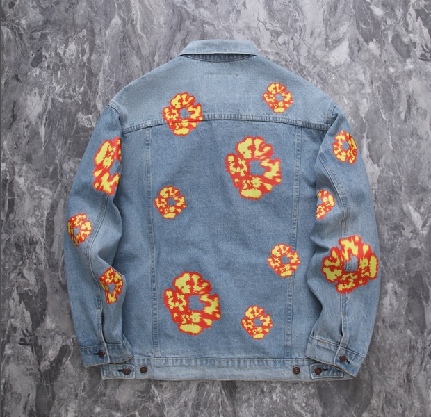 Flame Burst Graphic Denim Jacket